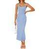 imageZESICA Womens 2026 Summer Sleeveless Midi Dress Halter Neck Blackless Wedding Guest Cocktail Party Bodycon Long DressesBlue