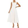 imageZESICA Womens Summer Elegant Sleeveless Midi Dresses 2026 Wedding Guest Cocktail Party Crewnenck Flowy A Line Long DressWhite