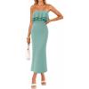 imageZESICA Womens Summer Strapless Bodycon Midi Dress 2026 Spring Off Shoulder Knit Ruffle Wedding Guest Cocktail DressesSage