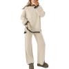 imageZESICA Womens Casual 2 Piece Outfits Sweater Sets Long Sleeve Pullover Tops Wide Leg Pants Lounge SetApricot