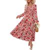 imageZESICA Womens Floral Boho Maxi Dress 2026 Spring Summer Casual Long Sleeve V Neck A Line Flowy Wedding Guest DressesVintage Pink