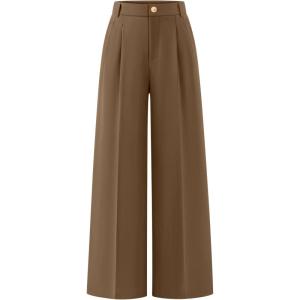 imageZESICA Womens Wide Leg Dress Pants 2026 High Waisted Business Casual Palazzo Pants Work Office Slacks TrousersCoffee