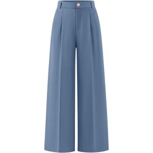 imageZESICA Womens Wide Leg Dress Pants 2026 High Waisted Business Casual Palazzo Pants Work Office Slacks TrousersDustyblue