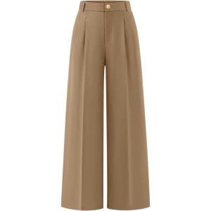 imageZESICA Womens Wide Leg Dress Pants 2026 High Waisted Business Casual Palazzo Pants Work Office Slacks TrousersKhaki