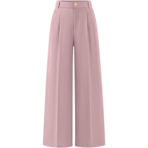 imageZESICA Womens Wide Leg Dress Pants 2026 High Waisted Business Casual Palazzo Pants Work Office Slacks TrousersPink