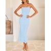 imageZESICA Womens 2026 Summer Boho Floral Strapless Bodycon Midi Dress Off Shoulder Tube Beach Cocktail Party Long DressesBlue
