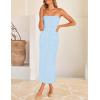 imageZESICA Womens 2026 Summer Boho Floral Strapless Bodycon Midi Dress Off Shoulder Tube Beach Cocktail Party Long DressesBlue