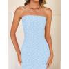 imageZESICA Womens 2026 Summer Boho Floral Strapless Bodycon Midi Dress Off Shoulder Tube Beach Cocktail Party Long DressesBlue