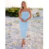 imageZESICA Womens 2026 Summer Boho Floral Strapless Bodycon Midi Dress Off Shoulder Tube Beach Cocktail Party Long DressesBlue