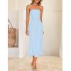 imageZESICA Womens 2026 Summer Boho Floral Strapless Bodycon Midi Dress Off Shoulder Tube Beach Cocktail Party Long DressesBlue