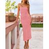 imageZESICA Womens 2026 Summer Boho Floral Strapless Bodycon Midi Dress Off Shoulder Tube Beach Cocktail Party Long DressesDusty Pink