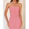 imageZESICA Womens 2026 Summer Boho Floral Strapless Bodycon Midi Dress Off Shoulder Tube Beach Cocktail Party Long DressesDusty Pink