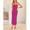 imageZESICA Womens 2026 Summer Boho Floral Strapless Bodycon Midi Dress Off Shoulder Tube Beach Cocktail Party Long DressesEggplant