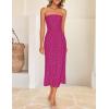 imageZESICA Womens 2026 Summer Boho Floral Strapless Bodycon Midi Dress Off Shoulder Tube Beach Cocktail Party Long DressesEggplant