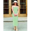 imageZESICA Womens 2026 Summer Boho Floral Strapless Bodycon Midi Dress Off Shoulder Tube Beach Cocktail Party Long DressesGreen