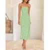 imageZESICA Womens 2026 Summer Boho Floral Strapless Bodycon Midi Dress Off Shoulder Tube Beach Cocktail Party Long DressesGreen