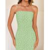 imageZESICA Womens 2026 Summer Boho Floral Strapless Bodycon Midi Dress Off Shoulder Tube Beach Cocktail Party Long DressesGreen