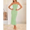 imageZESICA Womens 2026 Summer Boho Floral Strapless Bodycon Midi Dress Off Shoulder Tube Beach Cocktail Party Long DressesGreen
