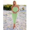 imageZESICA Womens 2026 Summer Boho Floral Strapless Bodycon Midi Dress Off Shoulder Tube Beach Cocktail Party Long DressesGreen