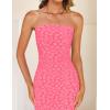 imageZESICA Womens 2026 Summer Boho Floral Strapless Bodycon Midi Dress Off Shoulder Tube Beach Cocktail Party Long DressesHotpink