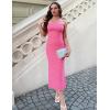 imageZESICA Womens 2026 Summer Boho Floral Strapless Bodycon Midi Dress Off Shoulder Tube Beach Cocktail Party Long DressesHotpink
