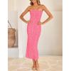 imageZESICA Womens 2026 Summer Boho Floral Strapless Bodycon Midi Dress Off Shoulder Tube Beach Cocktail Party Long DressesHotpink