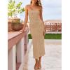 imageZESICA Womens 2026 Summer Boho Floral Strapless Bodycon Midi Dress Off Shoulder Tube Beach Cocktail Party Long DressesKhaki