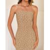 imageZESICA Womens 2026 Summer Boho Floral Strapless Bodycon Midi Dress Off Shoulder Tube Beach Cocktail Party Long DressesKhaki