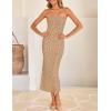 imageZESICA Womens 2026 Summer Boho Floral Strapless Bodycon Midi Dress Off Shoulder Tube Beach Cocktail Party Long DressesKhaki
