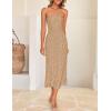 imageZESICA Womens 2026 Summer Boho Floral Strapless Bodycon Midi Dress Off Shoulder Tube Beach Cocktail Party Long DressesKhaki