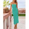 imageZESICA Womens 2026 Summer Boho Floral Strapless Bodycon Midi Dress Off Shoulder Tube Beach Cocktail Party Long DressesPeacock