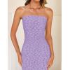 imageZESICA Womens 2026 Summer Boho Floral Strapless Bodycon Midi Dress Off Shoulder Tube Beach Cocktail Party Long DressesPurple