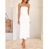 imageZESICA Womens 2026 Summer Boho Floral Strapless Bodycon Midi Dress Off Shoulder Tube Beach Cocktail Party Long DressesWhite