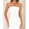 imageZESICA Womens 2026 Summer Boho Floral Strapless Bodycon Midi Dress Off Shoulder Tube Beach Cocktail Party Long DressesWhite