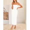 imageZESICA Womens 2026 Summer Boho Floral Strapless Bodycon Midi Dress Off Shoulder Tube Beach Cocktail Party Long DressesWhite