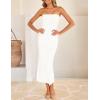 imageZESICA Womens 2026 Summer Boho Floral Strapless Bodycon Midi Dress Off Shoulder Tube Beach Cocktail Party Long DressesWhite
