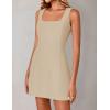 imageZESICA Womens 2026 Summer Sleeveless Tank Mini Dresses Square Neck A Line Flare Party Short DressKhaki
