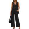 imageZESICA Womens 2026 Summer 2 Piece Sets Sleeveless Blazer Vest and Wide Leg Pants Suits Business Casual OutfitsBlack