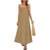 imageZESICA Womens 2026 Summer Boho Sleeveless Maxi Dress Spaghetti Straps Casual Flowy A Line Beach Party Long DressesKhaki