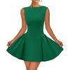 imageZESICA Womens 2026 Summer Sleeveless Cocktail Mini Dress Boat Neck Backless Swing A Line Wedding Club Party Short DressesGreen