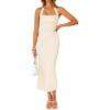 imageZESICA Womens 2026 Summer Sleeveless Midi Dress Halter Neck Backless Wedding Guest Cocktail Party Bodycon Long DressesApircot