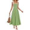 imageZESICA Womens 2026 Summer Sleeveless Striped Midi Dresses Casual A Line Swing Knit Long Dress Beach Vacation ClothesLight Green