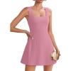 imageZESICA Womens 2026 Summer Sleeveless Tank Mini Dresses Square Neck A Line Flare Party Short DressPink