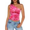imageZESICA Womens Summer Floral Going Out Tank Tops 2026 Off Shoulder Slim Fit Y2K Crop Mesh Top Beach Vacation OutfitsPink