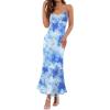 imageZESICA Womens Summer Floral Spaghetti Straps Maxi Dress 2026 Sleeveless Square Neck Bodycon Beach Boho Long DressesSky Blue