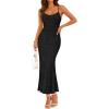 imageZESICA Womens Summer Floral Spaghtti Straps Midi Dress 2026 Bodycon Sleeveless Square Neck Casual Beach Long DressesBlack