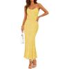 imageZESICA Womens Summer Floral Spaghtti Straps Midi Dress 2026 Bodycon Sleeveless Square Neck Casual Beach Long DressesYellow