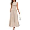 imageZESICA Womens Summer Sleeveless Maxi Dress 2026 Casual Crewneck Pleated Flowy Long Dress with PocketsSand