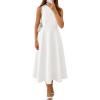 imageZESICA Womens Summer Sleeveless Maxi Dresses 2026 Formal Crewneck A Line Elegant Cocktail Party Flowy Long DressWhite