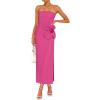imageZESICA Womens Summer Strapless Bodycon Maxi Dress 2026 Ribbed Knit Backless Floral Tube Cocktail Party Long DressesRose